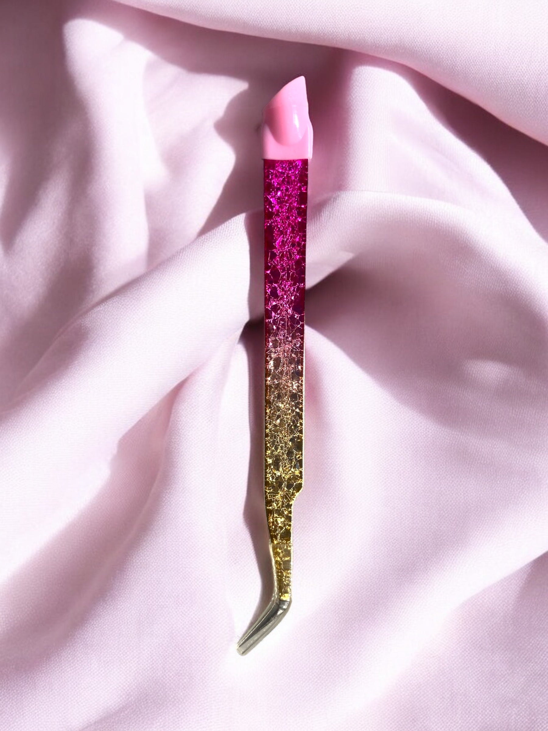 Pink & Gold Curved Tweezers
