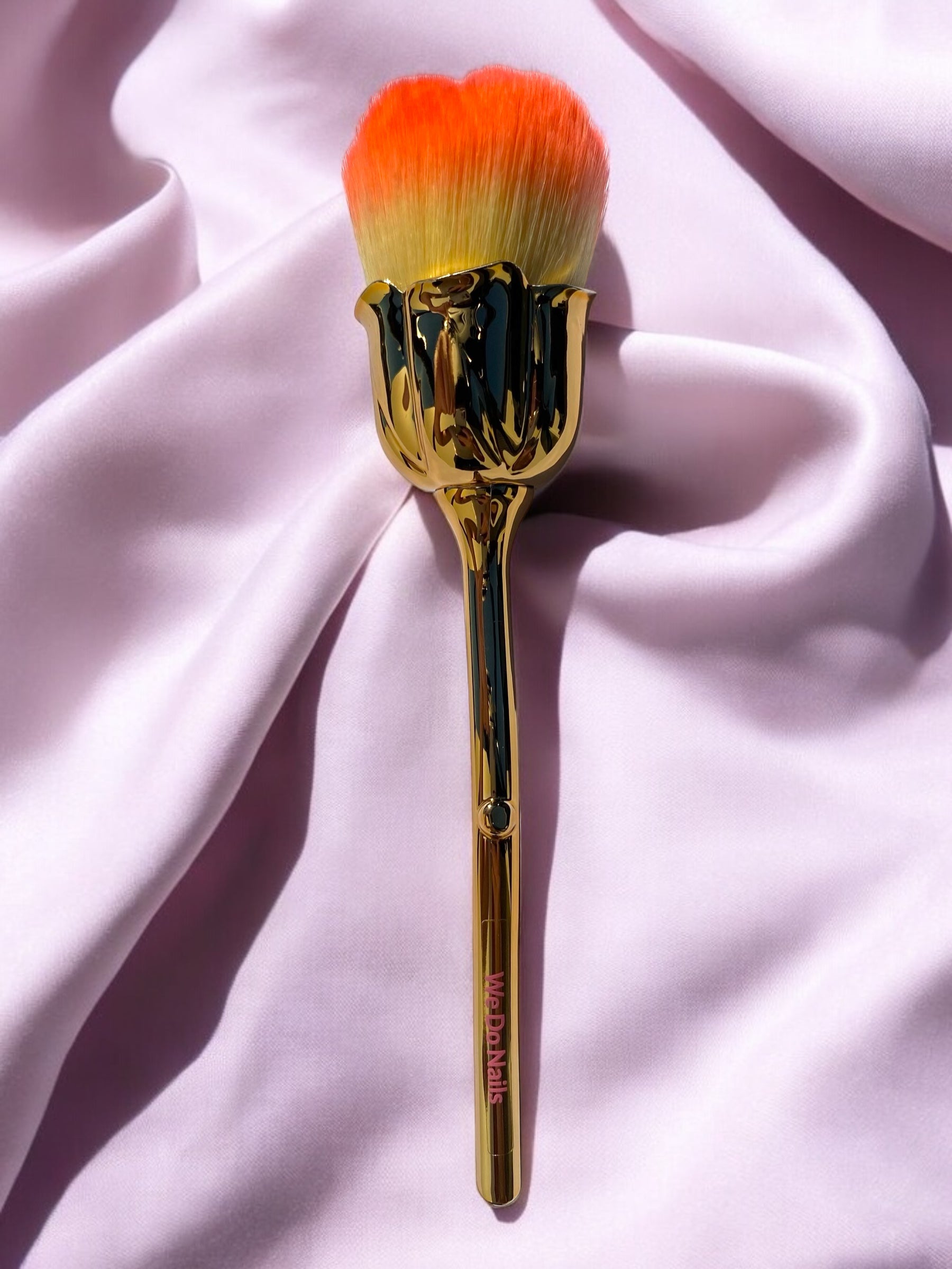 Large Gold & Orange Flower Dust & Makeup Brush