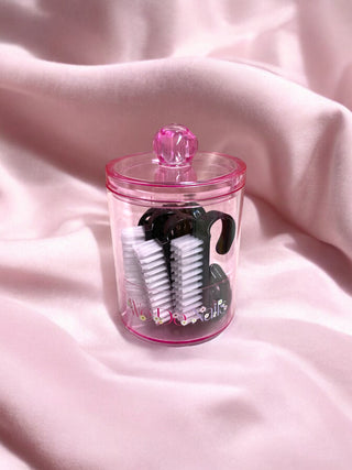 Pink Nail Fix Containers with 6 Mini Black Nail Brushes
