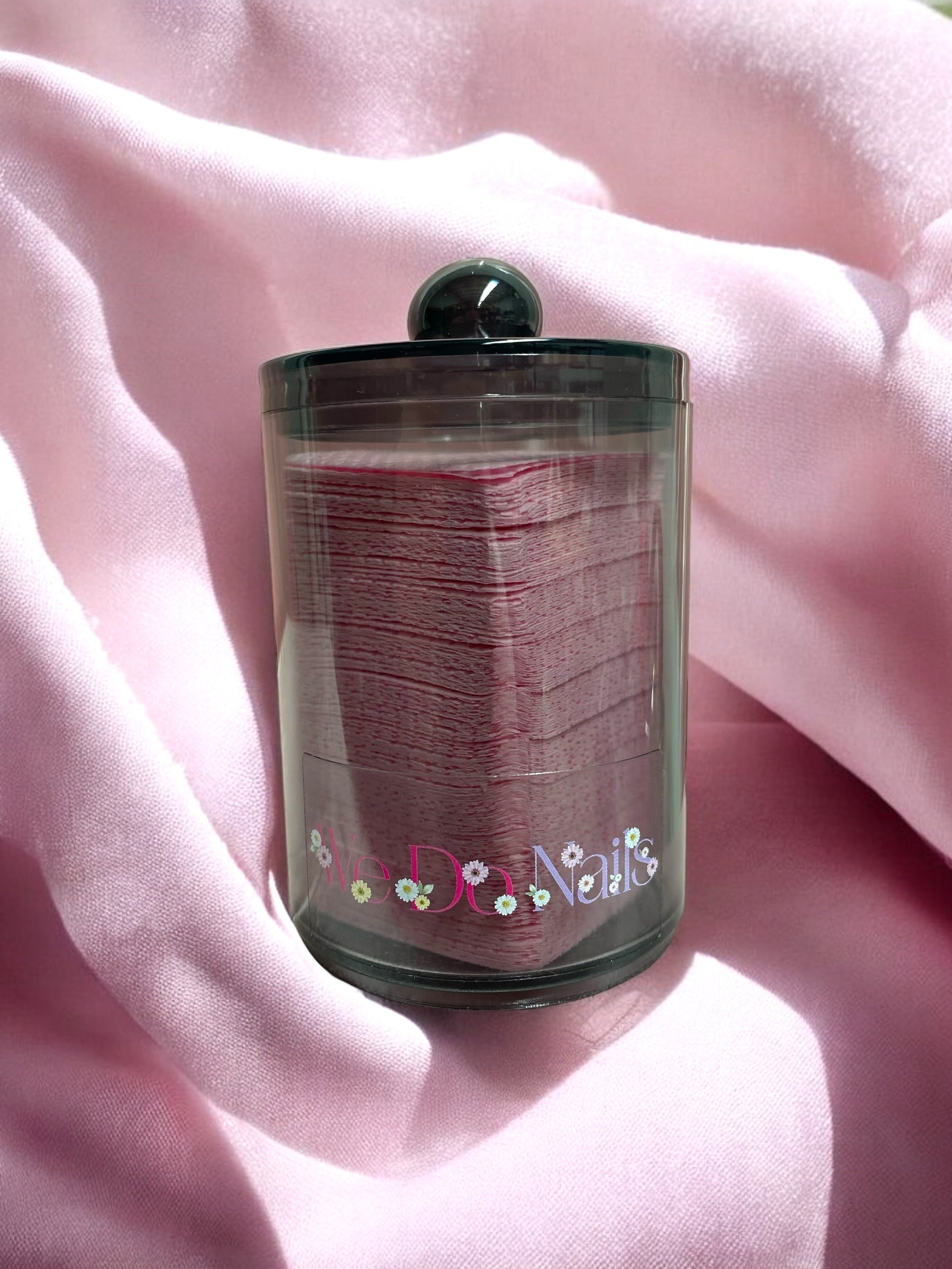 Black Nail Fix Containers with Pink Lint-Free Wipes