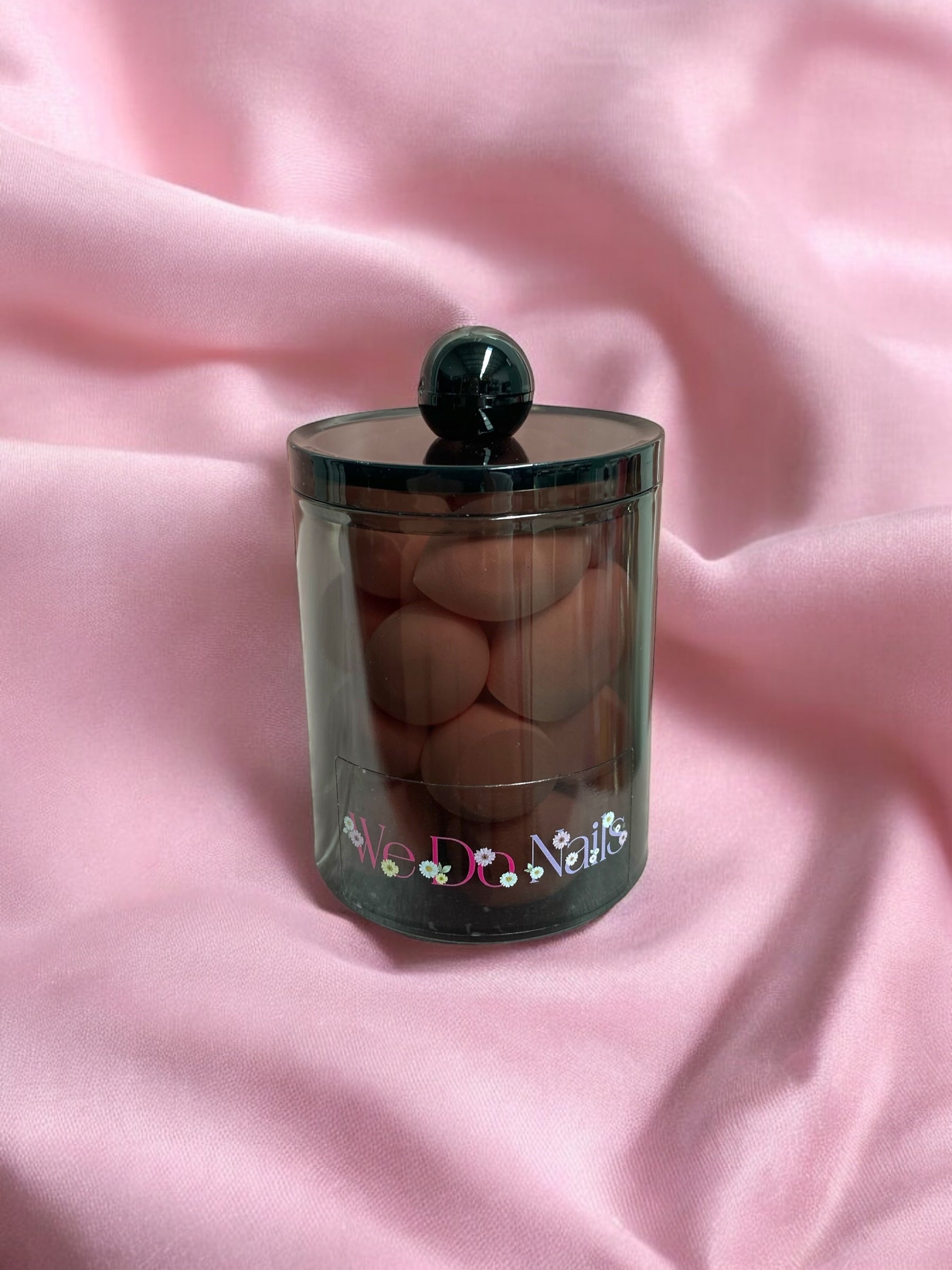 Black Nail Fix Containers with 25 Mini Pink Ombre Sponges