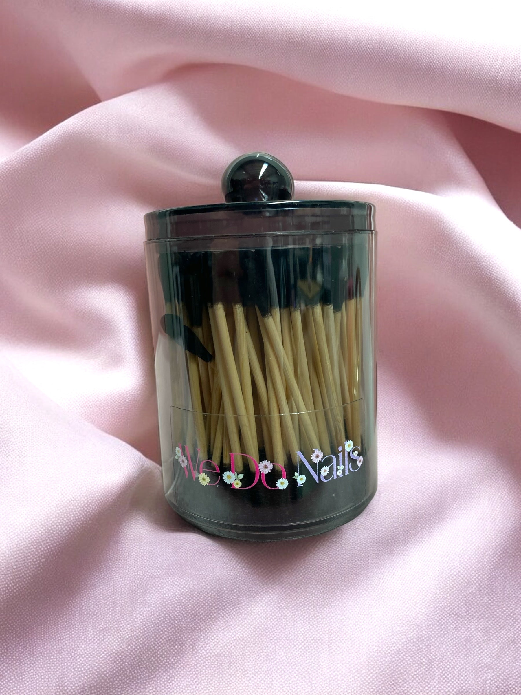 Black Nail Fix Container with Black Q-Tips